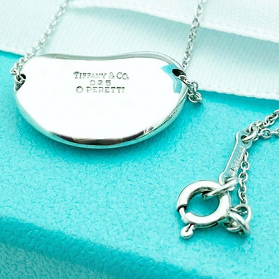 Tiffany & Co. Elsa Peretti Bohne Halskette Anhänger edler Schmuck 925 mit Box & Etui