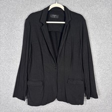 T Tahari Knit Blazer Large 1X Jersey Stretch Pockets Minimalist Quiet Luxury