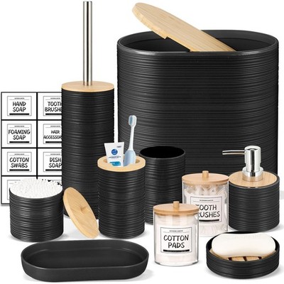 IMAVO Bathroom Accessory Set11Pcs Black Bathroom Accessories Set with Trash C...