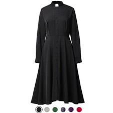 Women Clergy Dress Priest Dress Pastor Shirt Dress Catholic Single Button Dress