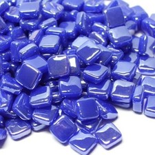 Iridescent Brilliant Blue 8 mm Square Recycled Square Mosaic Pieces - 50 tiles