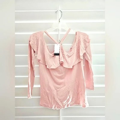 NWT Sofia Jeans by Sofia Vergara Cut Out Shoulder Blouse Pink S