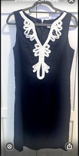 Eliza J Women's Sleeveless Sheath Dress, Size-8 Navy With White Embellishment