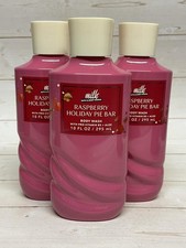 Bath Body Works Milk Bar Raspberry Holiday Pie Bar Body Wash 10oz x3