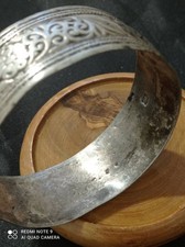 Berber wide silver bangle bracelet with floral motifs, 1950s