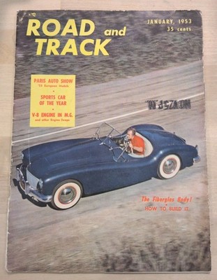 1953 January ROAD AND TRACK: Paris Auto Show, Fiberglas Body