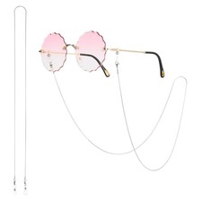 Glasses Chain for Women 75cm - Stainless Steel Eyeglass Holder with Anti Silver
