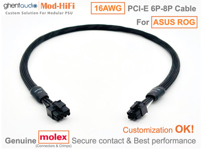  16AWG PCI-E GPU 6P Cable for ASUS ROG THOR Platinum III 1000W - 70cm/27 inch