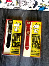 Vintage Peanut Snoopy Time Swiss Made  Watch Orignal Box  Year 1968  Black & Red