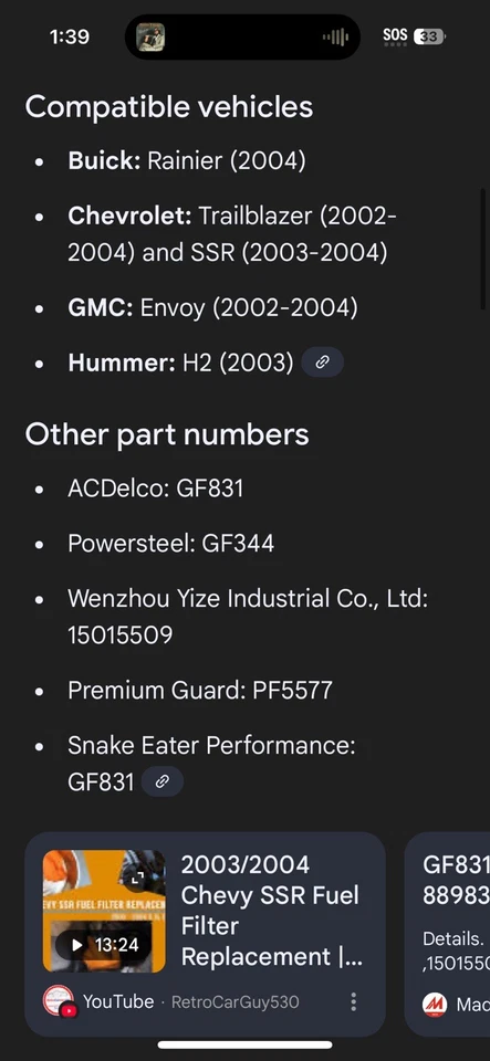 5-NEW OEM GM 88983068 AC DELCO FUEL FILTER Fits 2002-04 GMC Envoy 2003 Hummer - Image 3 of 4