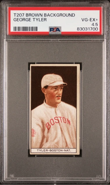 1912 T207 Brown Tobacco George "Lefty" Tyler PSA 4.5 Braves Rare Broadleaf Back!
