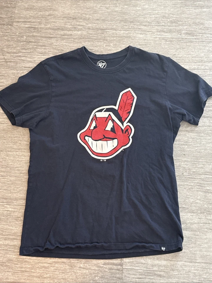 Cleveland Indians Shirt Tribe Chief Wahoo 47 Brand Blue Short Sleeve Men M - Image 2 of 4
