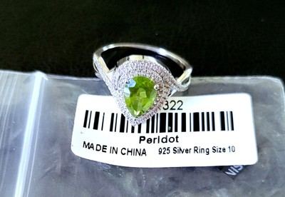  NEU 10,25 NATÜRLICHE BIRNE PERIDOT 925 STERLING DOPPEL ZIRKON HALO RING
