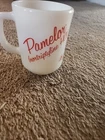 Vintage Fire King Advertising Milk Glass Mug PAMELOR/MELLARIL  w D -handle