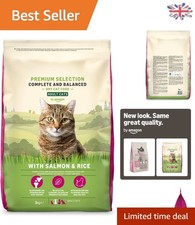 Complete Dry Cat Food with Salmon & Rice, 3kg | Health Support for Adult Cats 5.66 per kilo