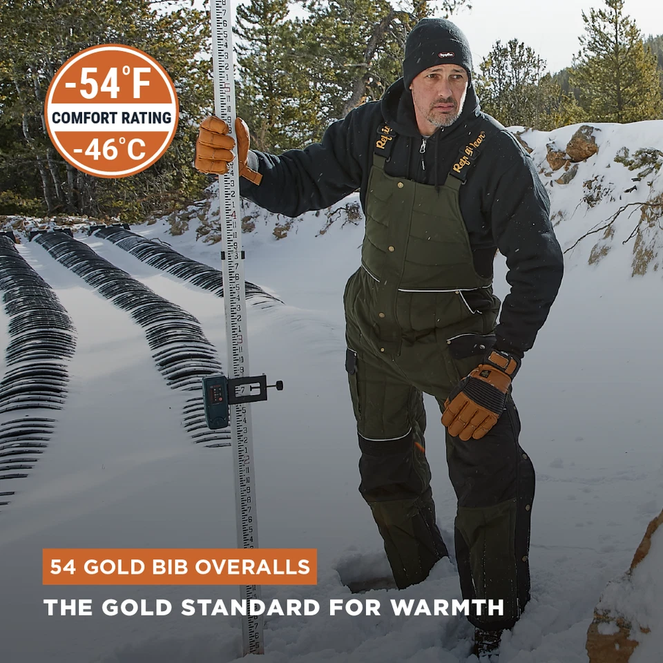 Mono con tirantes aislado dorado RefrigiWear 54 - resistente, repelente al agua, -20 °F Foto 2 de 4