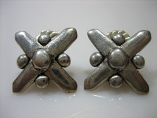VINTAGE STERLING SILVER CROSS X STUD EARRINGS