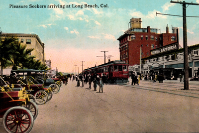 #ad #ad Long Beach CA California Pacific Electric Streetcar Krystal Cafeteria Postcard $11.99