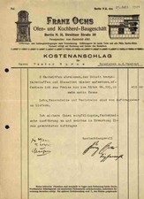 Franz Ochs Ofen und Kochherd Baugeschäft 1921 Berlin Strelitz Rossleben Unstrut 