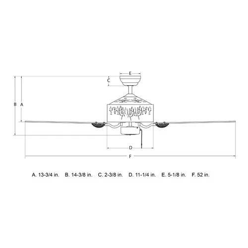 Log Cabin Ceiling Fan in Rustic Style 14.5 Inches Tall and 52 Inches Wide - Picture 7 of 9