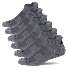 Men's Cushioned Athletic Running Ankle Socks 6 Pairs 9-12 Graphite Grey