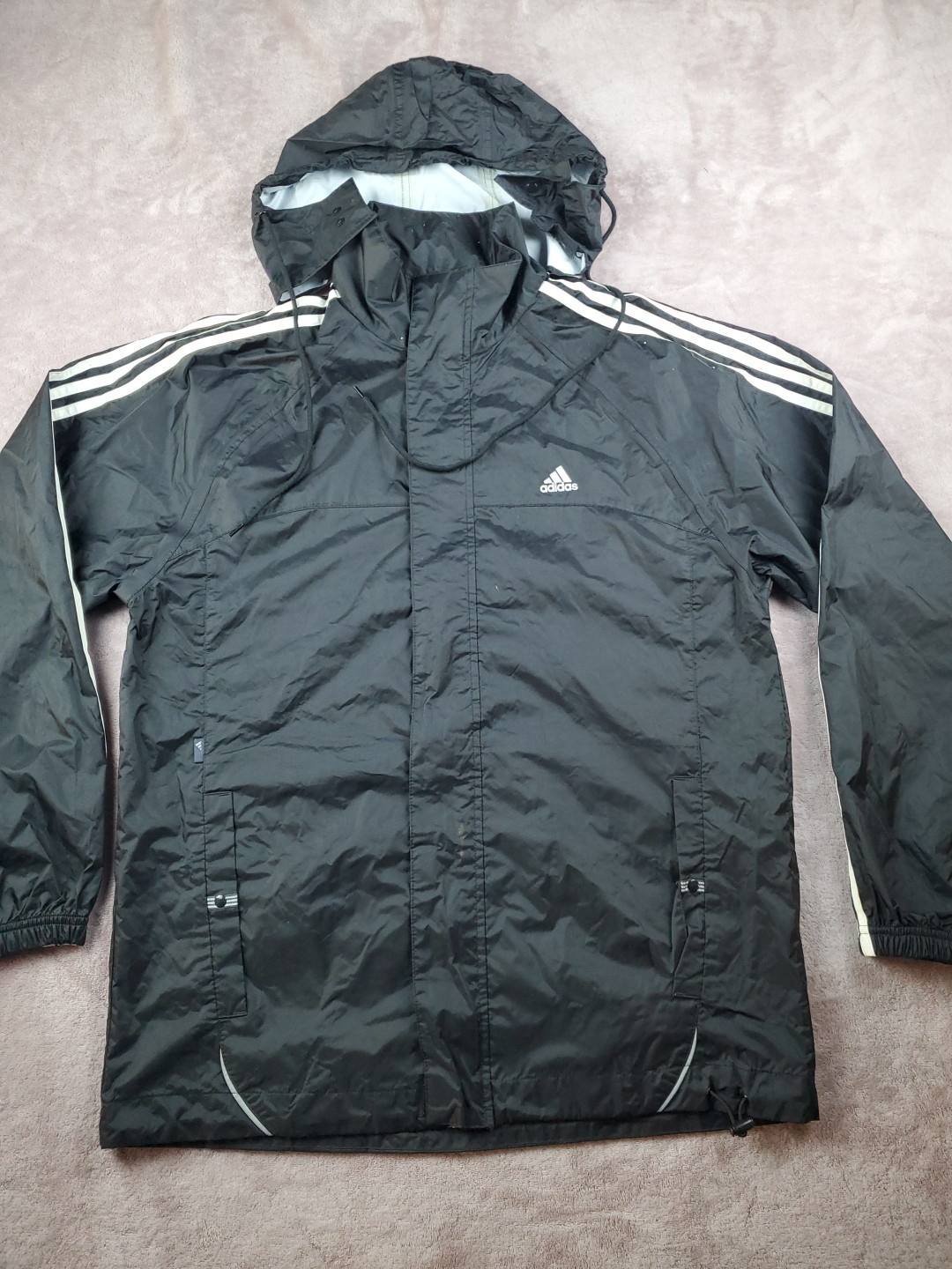 ADIDAS RainCoat Men's Size  small Black/White WINDBREAKER TRACK JACKET Soccer-image