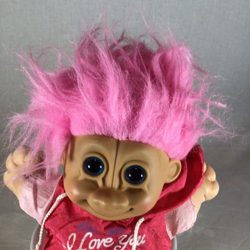 Troll Doll Russ Berrie I Love You 12” Plush Stuffed Vtg Pink Track Suit 90's - Picture 2 of 6