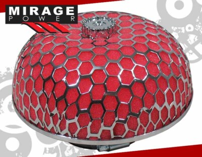 3'' Mushroom Honeycomb Mesh Red Short Ram Cold Air Intake Turbo Filter + Clamps