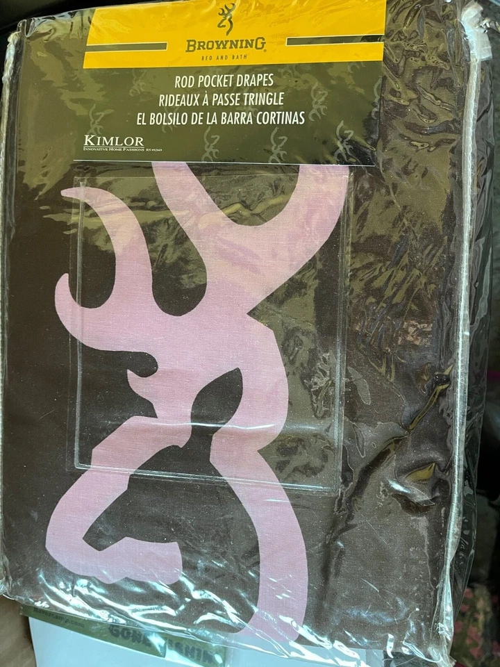 Browning ROSA BUCKMARK Marrón Varilla Bolsillo Cortinas 2 Paneles 42x63" Nuevo en Paquete Foto 3 de 4