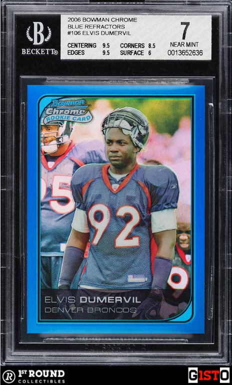 Elvis Dumervil Bowman Chrome #106 Blue Refractor