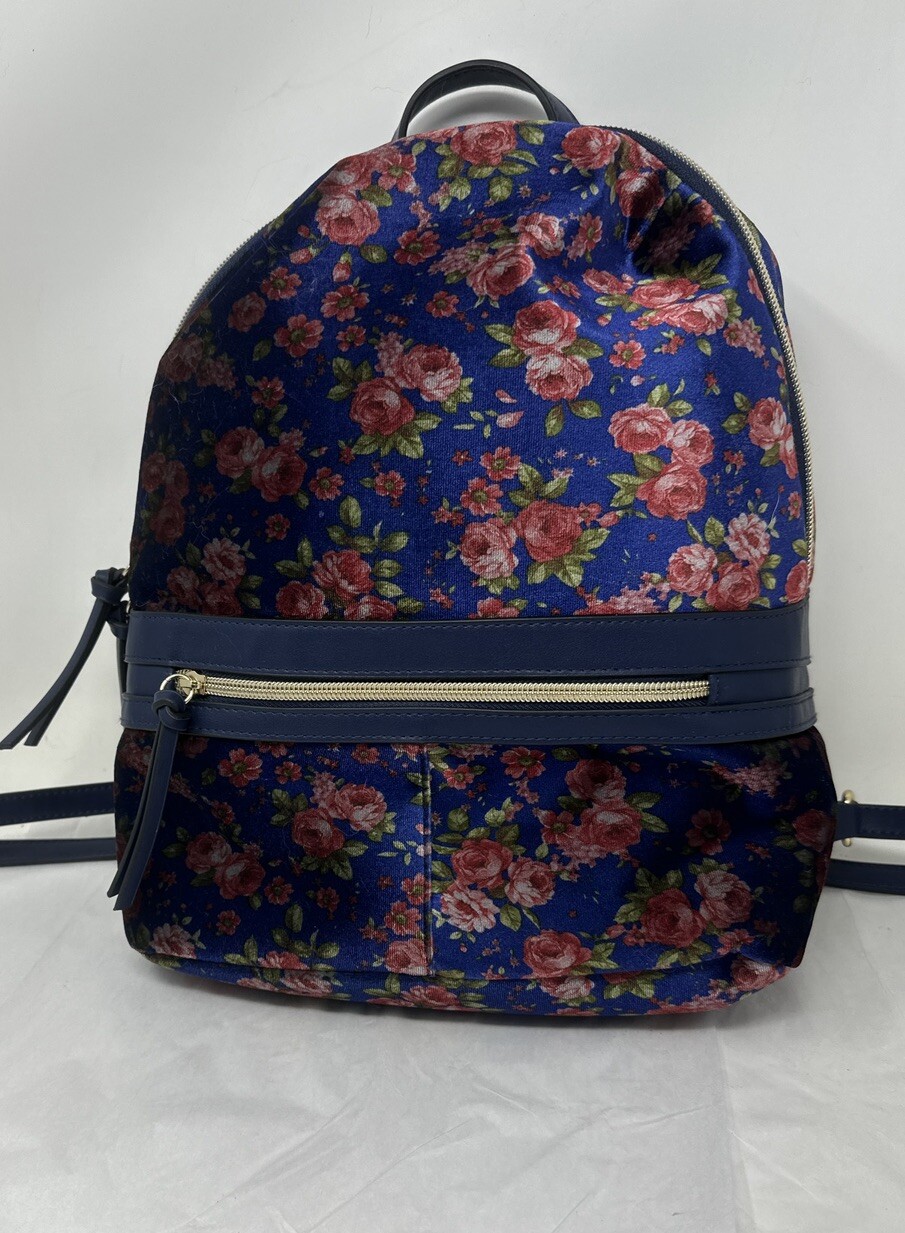 T-Shirt & Jeans Floral Back Pack Blue With Pink Roses NWOT