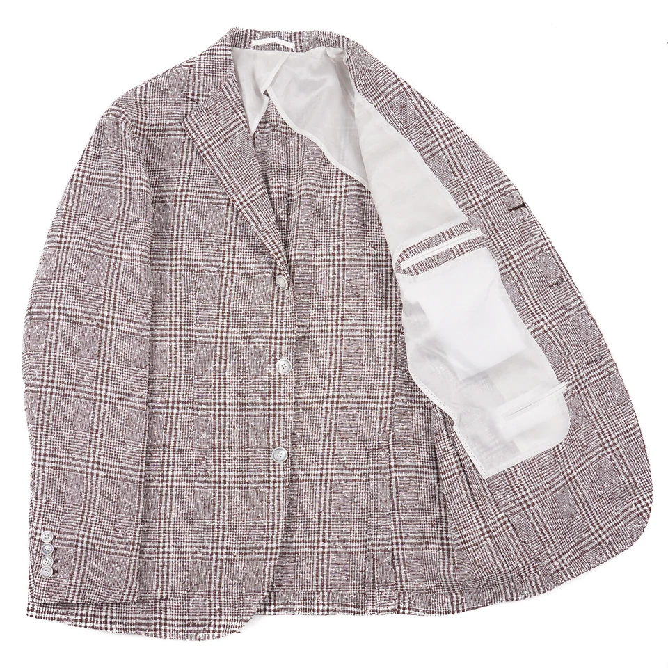 Barba Napoli Slim-Fit Glen Check Textured Linen Sport Coat 42R (Eu 52) NWT $1250 - Image 2 of 4