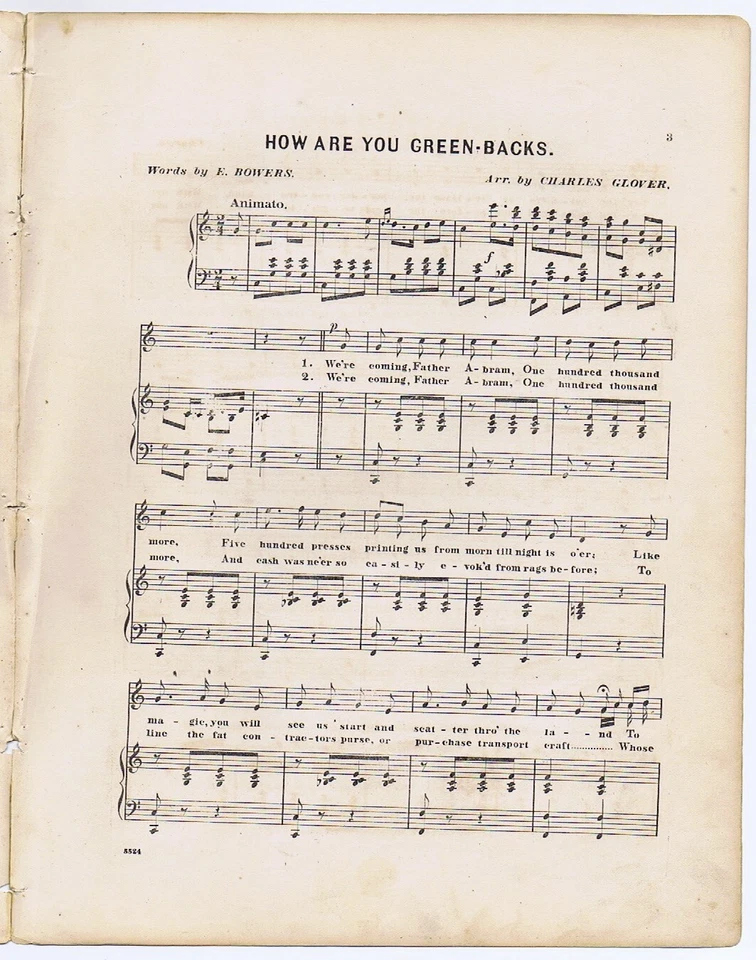 GREENBACKS! Civil War currency! - Lincoln related print - Scarce! 1863 - NICE! - Image 2 of 3