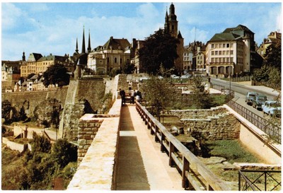 70er Jahre Luxemburg Postkarte - Stadtmauern und Ruinen von Bock