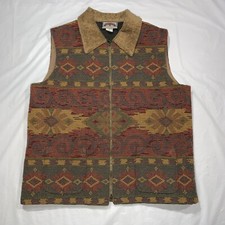 Vintage Vest Aztec Southwestern Navajo Ethnic Full Zip Cowboy Small Made USA