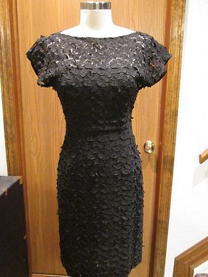 Akris Black Cut-awayLace Short Sleeve Dress Size 4 NEW $3999
