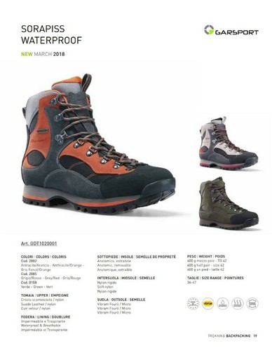 SCARPONCINO N42 SORAPISS WATERPROOF GARSPORT SCARPA TREKKING IMPERMEABILE UOMO - Foto 2 di 6