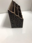 Vintage LERNER Carved Faux Wood Letter Holder Mail Organizer Storage Caddy Desk — photo 3