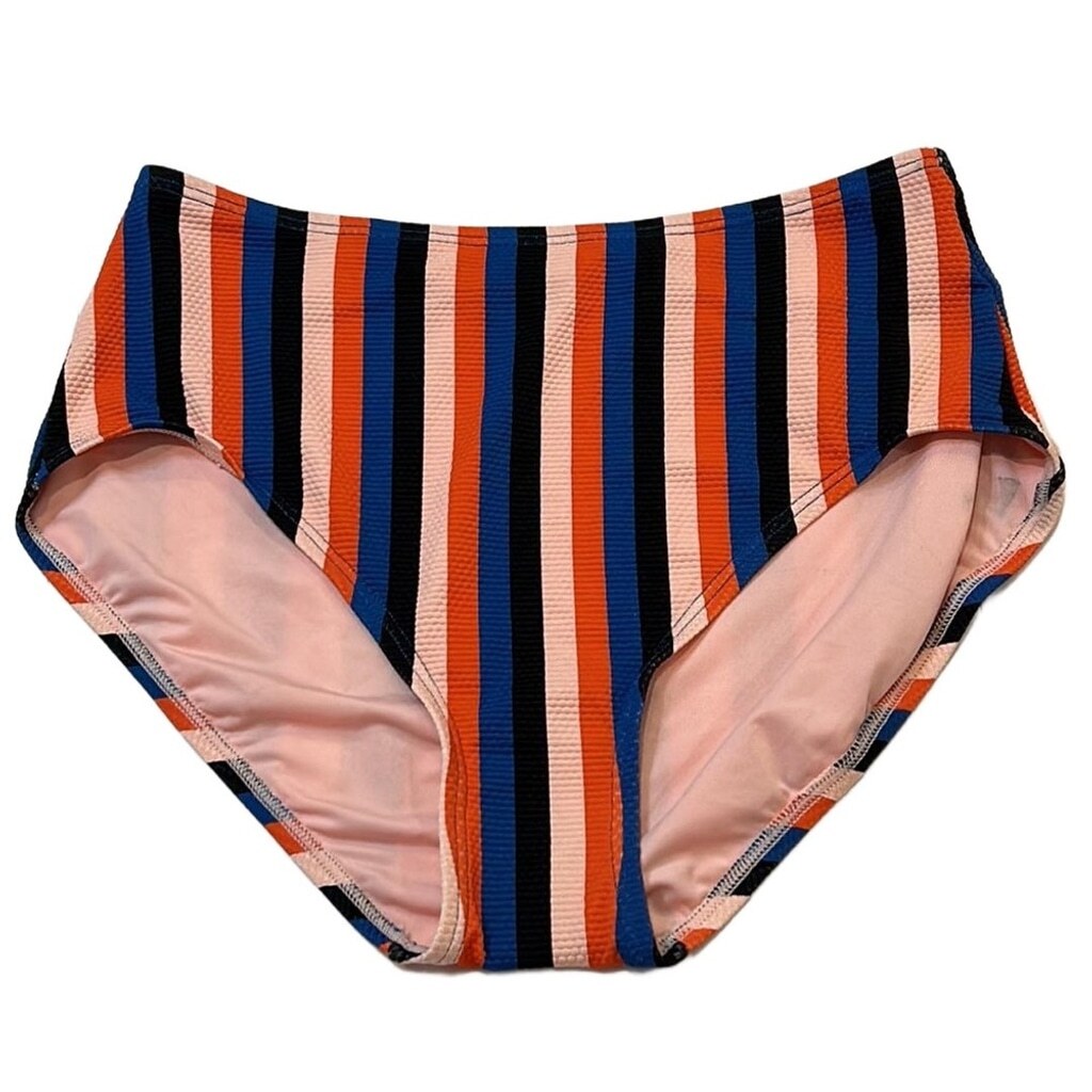 NWT Kate Spade High Waist Bikini Bottom Swim Cruise Striped Large thumbnail 3