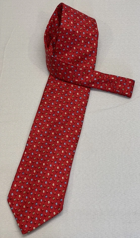 Ermenegildo Zegna мужской красный бриллиант дизайн итальянский 100% шелк галстук новый $149 - Изображение 2 из 4