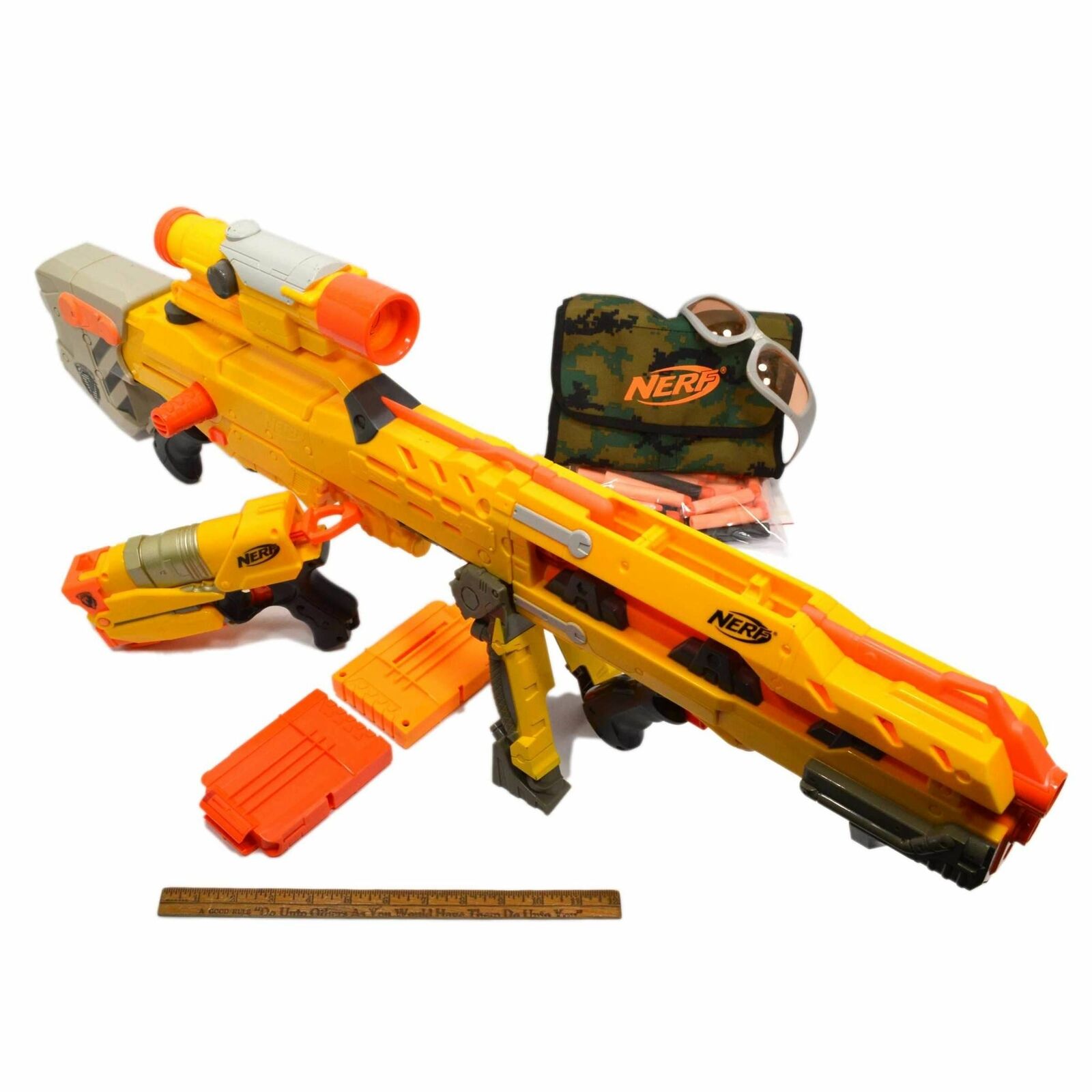 NERF LOT; LONGSHOT CS-6 BLASTER **ISSUE** + C-307a PULL-BACK PISTOL + – Get  A Grip & More