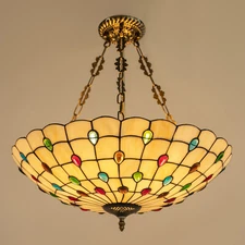 Tiffany Style Hanging Pendant Lamp Stained Glass Ceiling Light Pendant Fixture