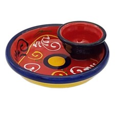 Olive Dish With Integral Bowl For Pips 15x 5cm Spanish Handmade Ceramic Pottery 