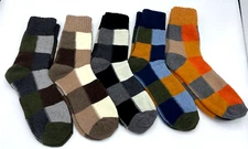 Unisex Acrylic/Wool Blend Color Block Socks YOUR CHOICE  7.5-11 (Med) 1 Pair New