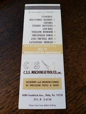 Vintage Matchcover: CSS Machine & Tool Co, Philadelphia, PA