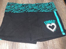Justice sz 12 gymnastics green black zebra shorts guc