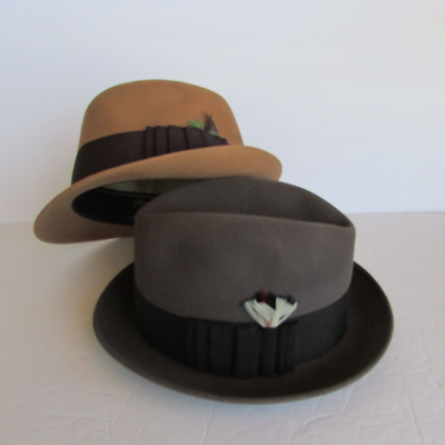 2 Vintage Dobbs Golden Coach Gray/brown Fur Felt Fedora Hats