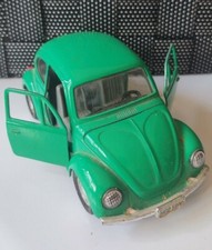 Vintage VW Beetle big green diecast metal car friction toy