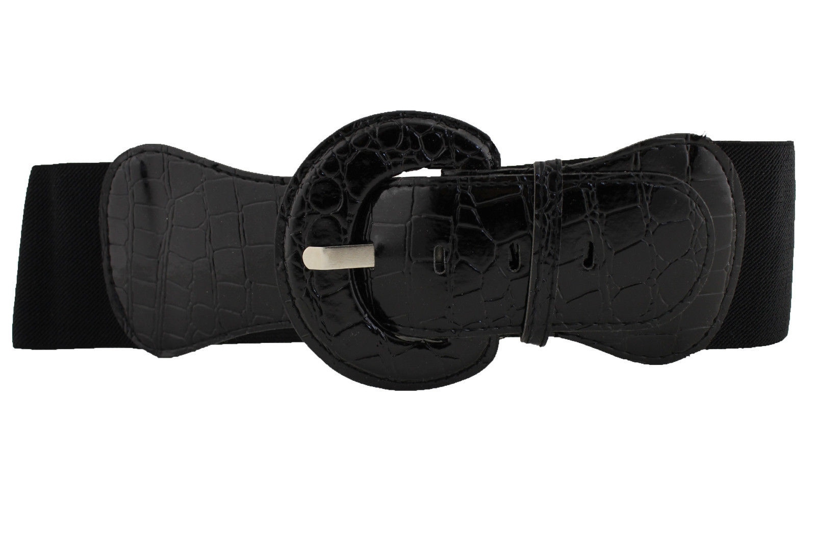 Elegant Wide Faux Leather Belt Black