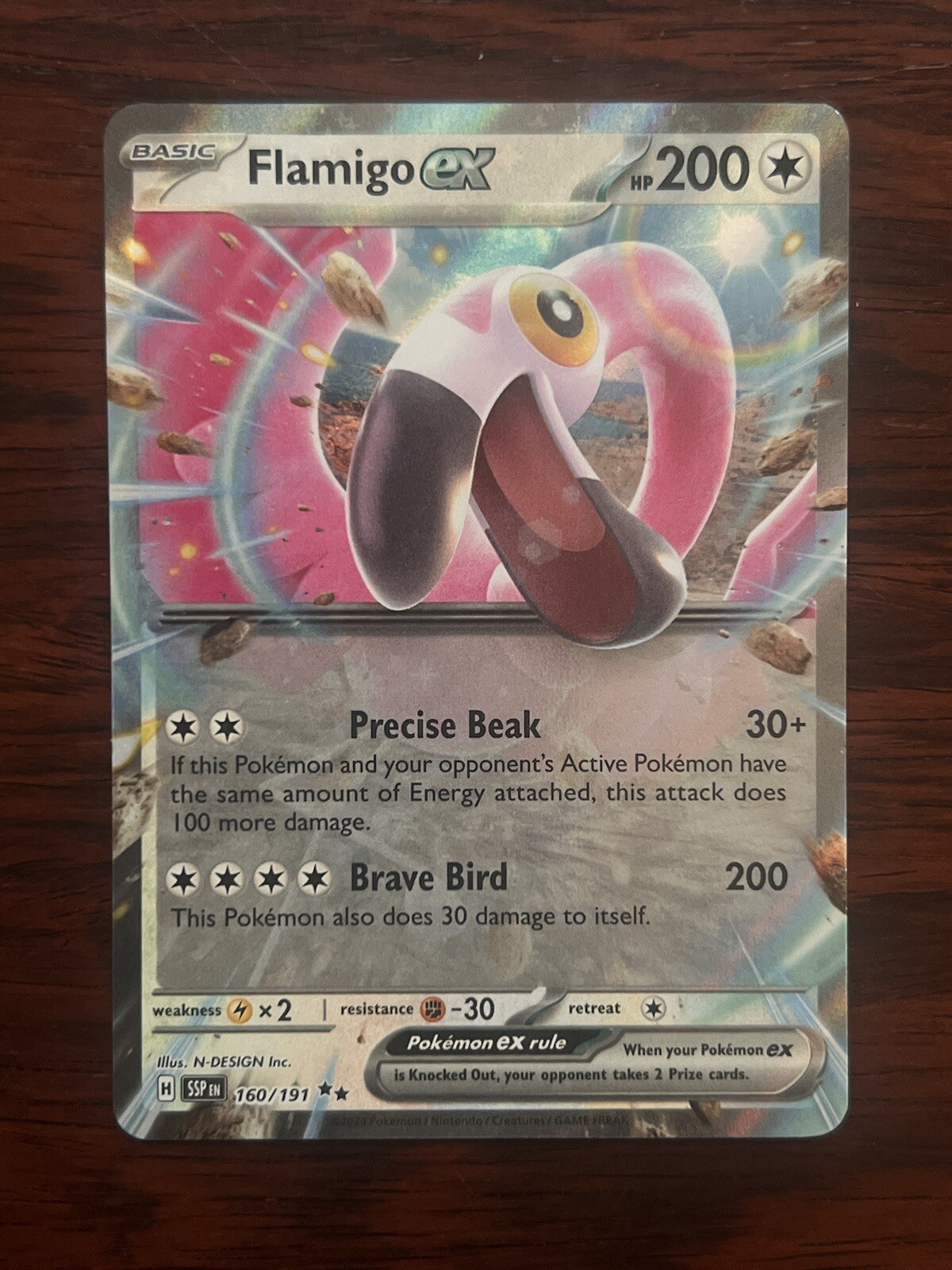 Flamigo ex 160/191 • Double Rare Holo • Surging Sparks Pokémon TCG • M/NM